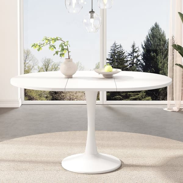 Jatkettava Soikea Ruokapöytä - 100/140 x 100 x 75 cm - MDF - Valkoinen