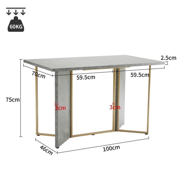 Spisebord - MDF-plade og metalben - Grå