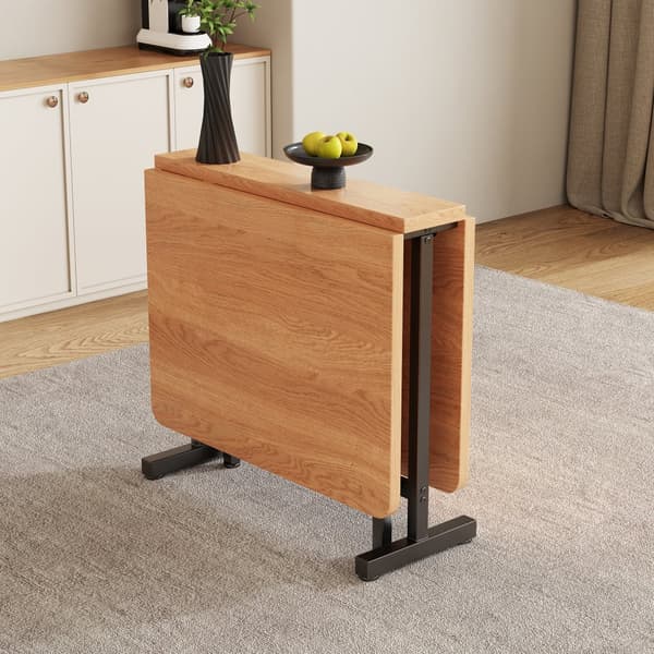 Sammenklappeligt MDF spisebord - 120 x 80 cm - velegnet til 4 til 6 personer - natur