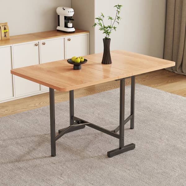 Sammenklappeligt MDF spisebord - 120 x 80 cm - velegnet til 4 til 6 personer - natur