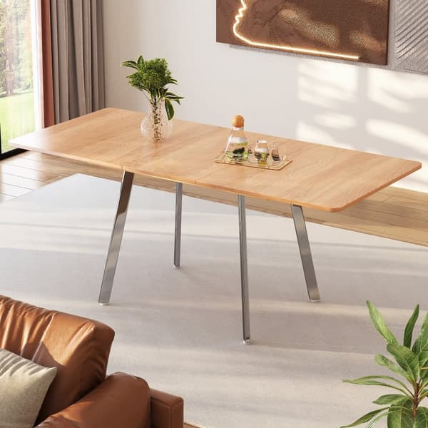 Utdragbart matbord tillverkat av MDF - 140/180 x 80 cm - lämpligt för 4 till 6 personer - naturfärgad