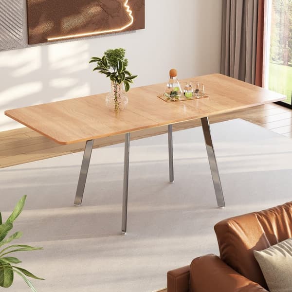 Utdragbart matbord tillverkat av MDF - 140/180 x 80 cm - lämpligt för 4 till 6 personer - naturfärgad