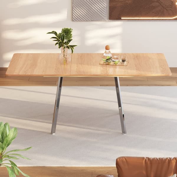 Utdragbart matbord tillverkat av MDF - 140/180 x 80 cm - lämpligt för 4 till 6 personer - naturfärgad