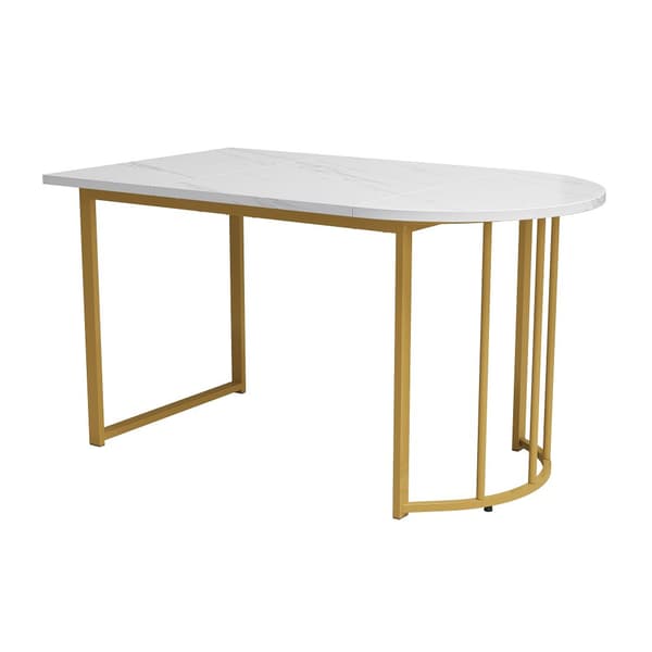 Moderne spisebord - Marmor Mønster Top - Metal Stel - Hvid og Guld