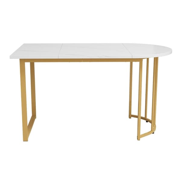 Moderne spisebord - Marmor Mønster Top - Metal Stel - Hvid og Guld