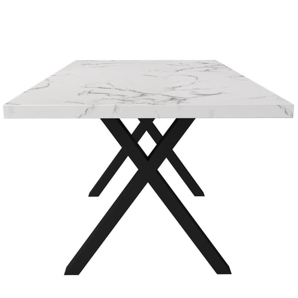Rektangulärt matbord - X-formade ben i smidesjärn - Vit