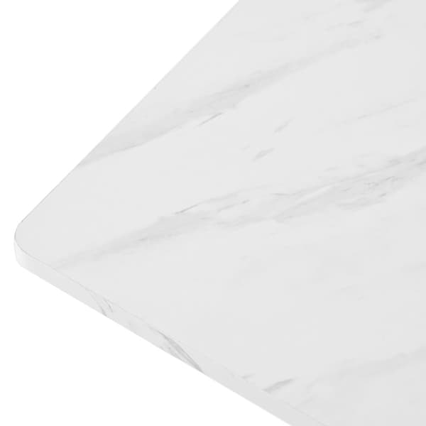 Spisebord 140x80 cm med justerbare ben - Metalstruktur - Finér med marmoreffekt - Hvid og guld