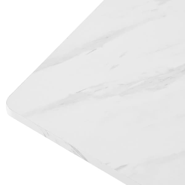 Spisebord 140x80 cm med justerbare ben - Metalstruktur - Finér med marmoreffekt - Hvid og guld