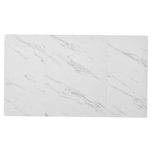 Spisebord 140x80 cm - Metalstruktur - Finér med marmoreffekt - Hvid og sort