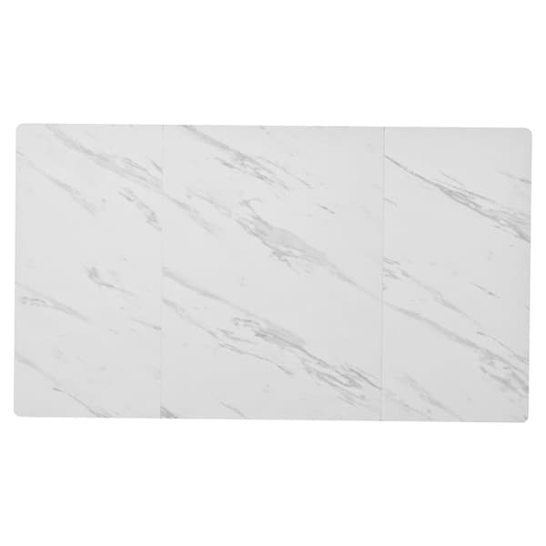 Spisebord 140x80 cm - Metalstruktur - Finér med marmoreffekt - Hvid og sort