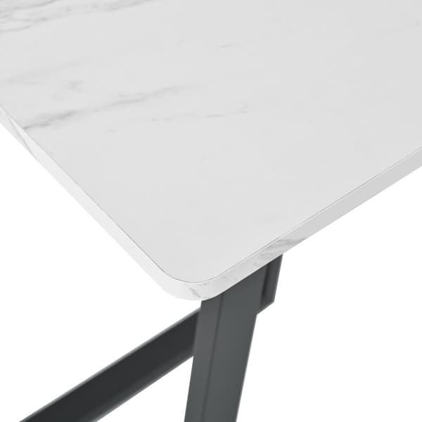 Spisebord 140x80 cm - Metalstruktur - Finér med marmoreffekt - Hvid og sort