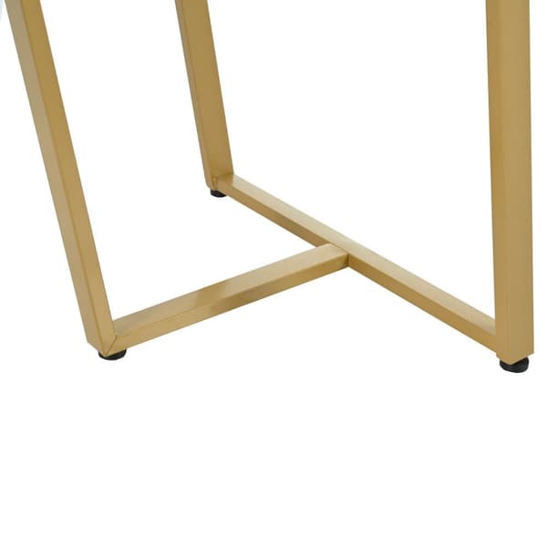 Spisebord 140 x 80 cm - Metalstruktur - Finér med marmoreffekt - Hvid og guld