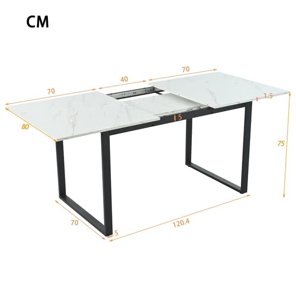 Multifunktionellt utdragbart matbord - Industriell stil - Vit