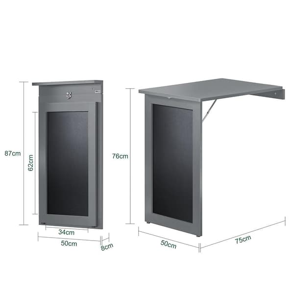 Foldbar Vægbord , FWT20-HG, 50x75x76 cm, Brun