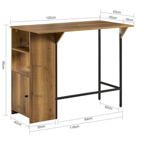 Baaripöytä, FWT98-PF, 120x63x95 cm, Ruskea