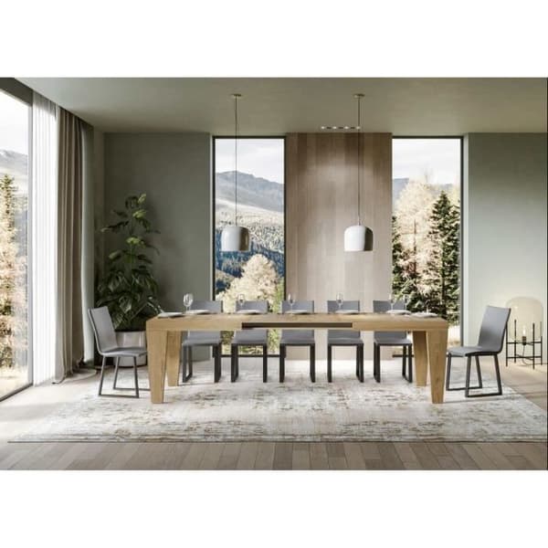 Utökningsbart bord 6 till 20 platser i naturligt ek Kristo 180 till 440 cm 2 ben