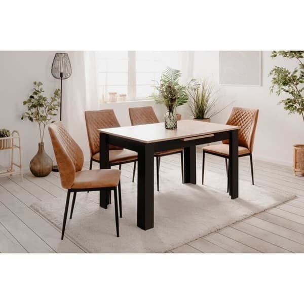 Utdragbart bord - BIRMINGHAM - 80A - Automatisk synkroniserad öppning - Ek / svart - 6/8 personer - 125-165 x 75 x 80 cm