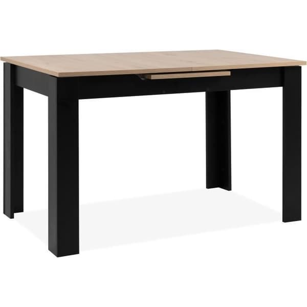 Utdragbart bord - BIRMINGHAM - 80A - Automatisk synkroniserad öppning - Ek / svart - 6/8 personer - 125-165 x 75 x 80 cm