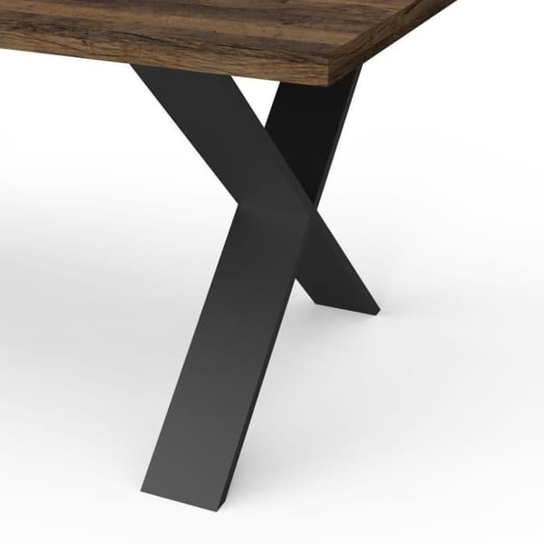 Bord - MONACO - Rektangulärt - Saloon ek och strukturerad svart melamindekor - Svart X-format ben - 6 platser - 180 x 90 cm - DEMEYERE