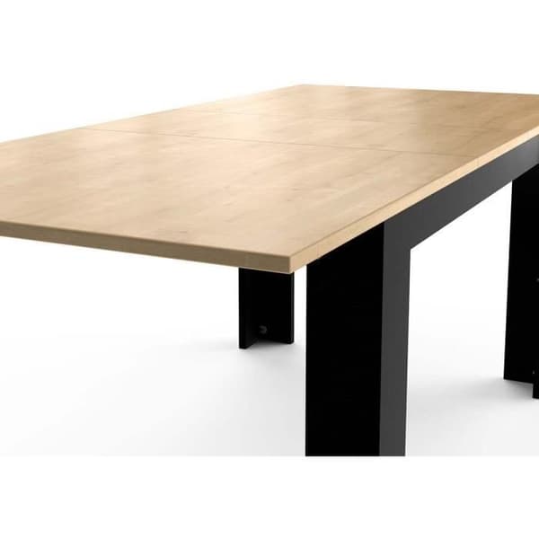 Utdragbar bord - CRAFT - Rektangulär - Dekor av melamin ek hamilton och matt svart - 6 platser - 160 / 200 x 90 cm - DEMEYERE