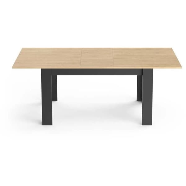 Utdragbar bord - CRAFT - Rektangulär - Dekor av melamin ek hamilton och matt svart - 6 platser - 160 / 200 x 90 cm - DEMEYERE