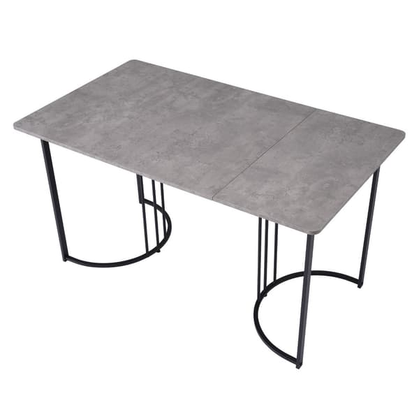 Matbord 140 x 80 cm med justerbara ben - Metallstruktur - Fanér med marmormönster - Grå och svart