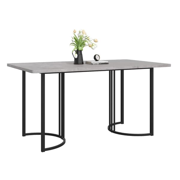 Matbord 140 x 80 cm med justerbara ben - Metallstruktur - Fanér med marmormönster - Grå och svart