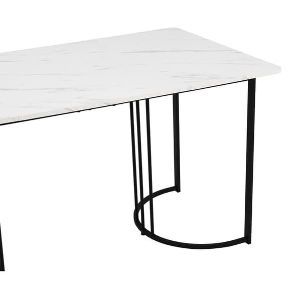 Spisebord 140 x 80 cm med justerbare ben - Metalstruktur - Finér med marmoreffekt - Hvid og sort