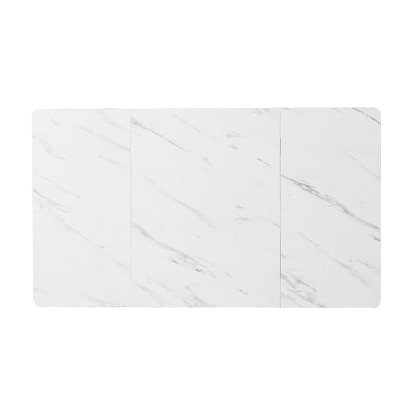 Spisebord 140 x 80 cm med justerbare ben - Metalstruktur - Finér med marmoreffekt - Hvid og sort