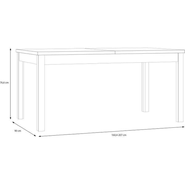 Utsträckt matbord med synkroniserad öppning - COMO - Ek - Rektangulär - 160/207 x 90 x 76,6 cm