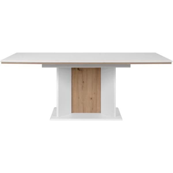 Utökningsbord - ARONA - Rektangulär - 10 personer - 160/200 x 76 x 90 cm - Vit / hantverks-ek