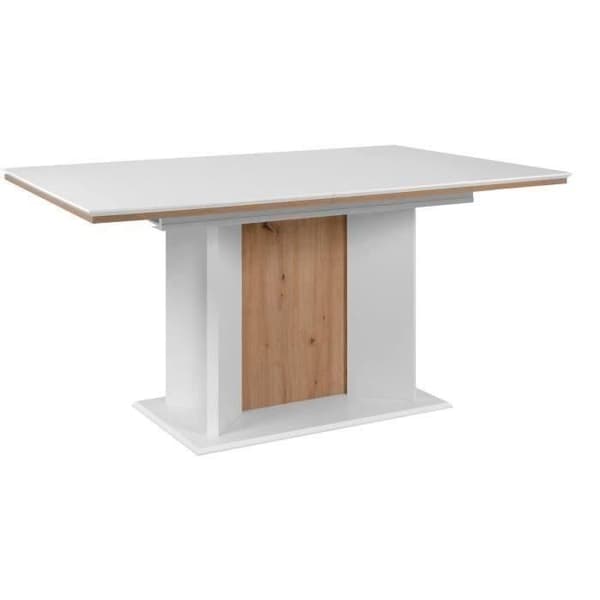 Utökningsbord - ARONA - Rektangulär - 10 personer - 160/200 x 76 x 90 cm - Vit / hantverks-ek