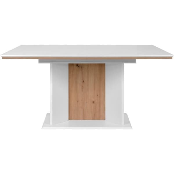 Utökningsbord - ARONA - Rektangulär - 10 personer - 160/200 x 76 x 90 cm - Vit / hantverks-ek