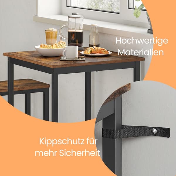 Ståbord, VASAGLE LBT25X, 60x60x92 cm, Brun Sort