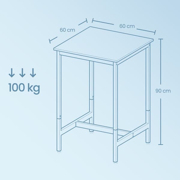 Barbord, VASAGLE LBT025B02, 60x60x92 cm, Sort
