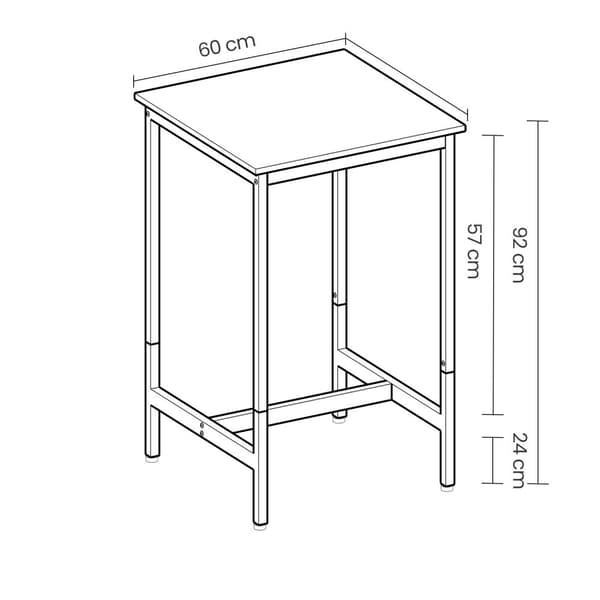 Baaripöytä, VASAGLE LBT025B02, 60x60x92 cm, Musta