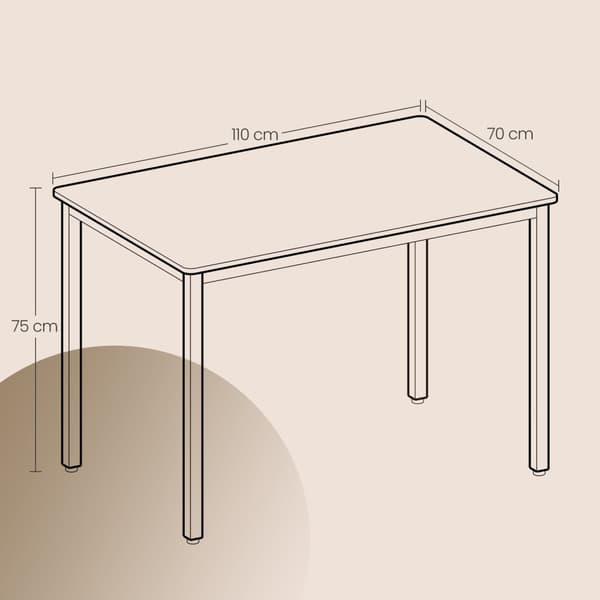 Spisebord, VASAGLE KDT081B01, 70x110x77 cm, Sort