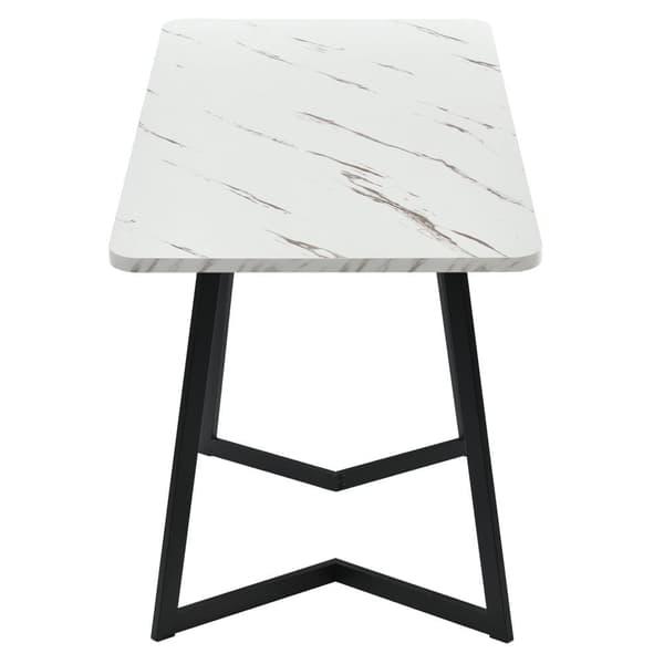 Spisebord - Top med marmoreffekt - Sorte metalben - 117 x 68 cm - Hvid og sort