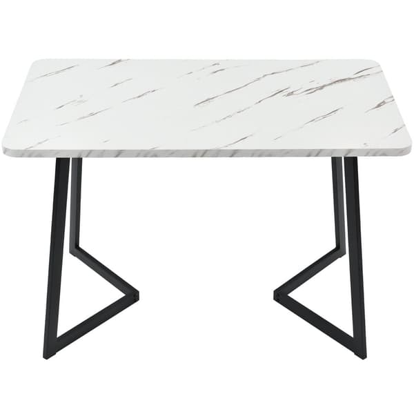 Spisebord - Top med marmoreffekt - Sorte metalben - 117 x 68 cm - Hvid og sort