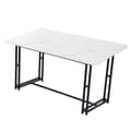Miniatyrbillede 4 af 8: Spisebord - Marmor effekt top - Sorte metalben - 140 x 80 cm - Hvid og sort