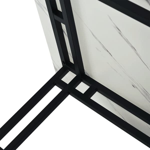Spisebord - Marmor effekt top - Sorte metalben - 140 x 80 cm - Hvid og sort