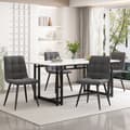 Miniatyrbillede 2 af 8: Spisebord - Marmor effekt top - Sorte metalben - 140 x 80 cm - Hvid og sort