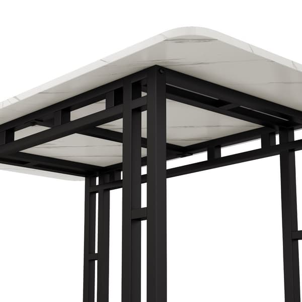 Matbord - Skiva med marmoreffekt - Ben i svart metall - 120 x 70 cm - Vit och svart