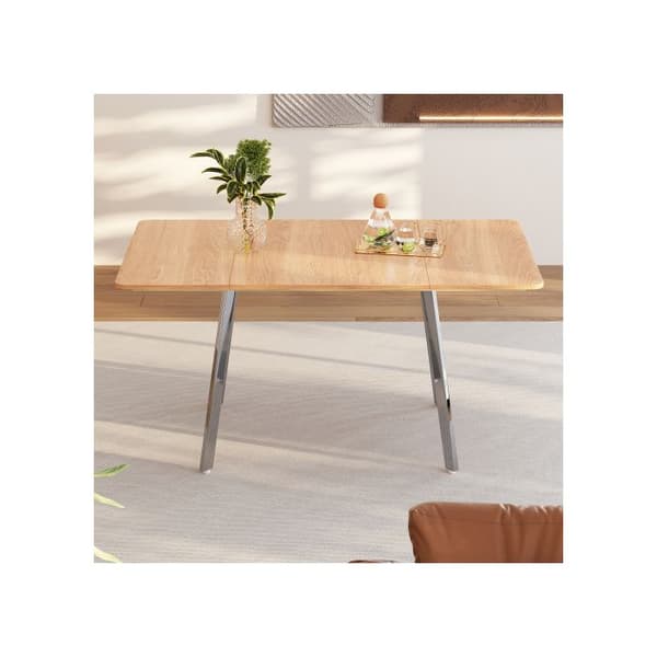 Minimalistisk modern matbord med silverkromade ben - 140 cm x 80 cm, 4-6 sittplatser
