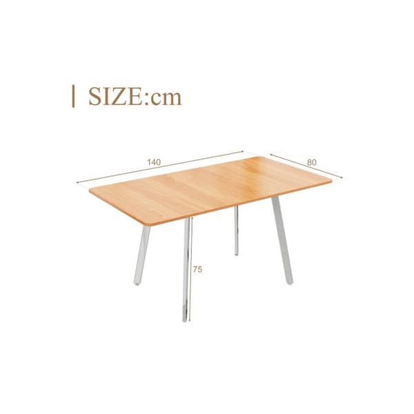 Minimalistisk modern matbord med silverkromade ben - 140 cm x 80 cm, 4-6 sittplatser