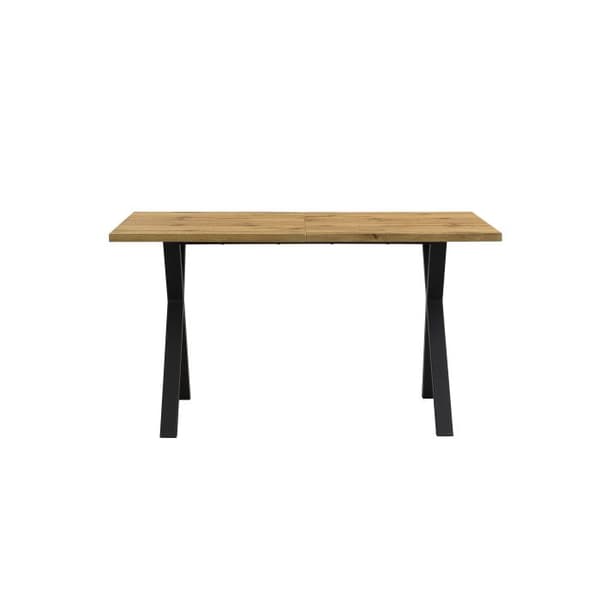 Matbord, korsade ben, rektangulärt matbord, enkelt, smidesjärn, L140*B80*H76cm, ek + svart