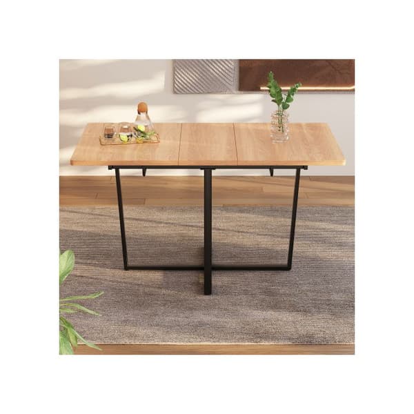 Utdragbar matbord, svarta metallben, utdragbart bord 110/140*80 cm, för 4-6 personer