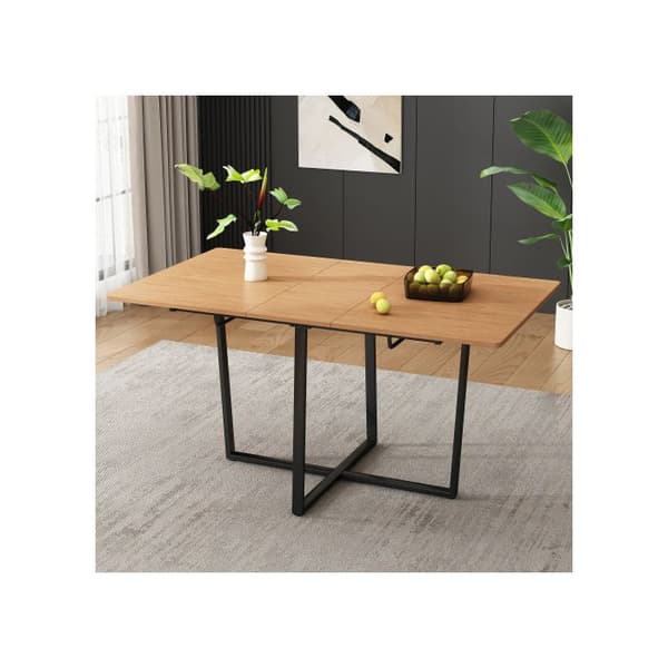Utdragbar matbord, svarta metallben, utdragbart bord 110/140*80 cm, för 4-6 personer