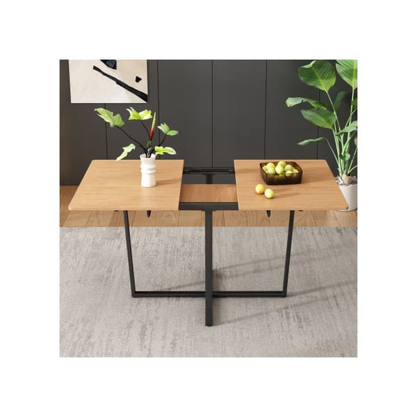 Utdragbar matbord, svarta metallben, utdragbart bord 110/140*80 cm, för 4-6 personer
