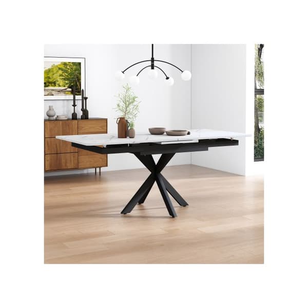Utökningsbar matbord, sidobord, L 150/180 x B 70 x H 76 cm, svart och vit